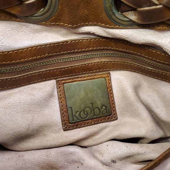 Kooba Hobo Bag Shoulder Carla Braided Tassels Brown Leather Drawstring Satchel - Picture 15 of 16